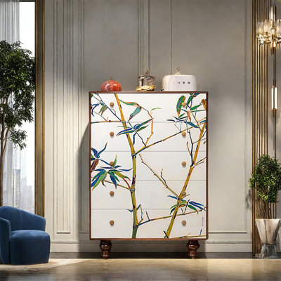 Armoire de rangement décorative en pin naturel