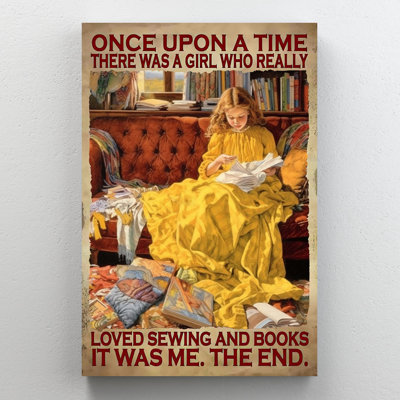 Arlesha " Loved Sewing And Books - 1 Piece Rectangle Graphic Art Print On Wrapped Canvas "