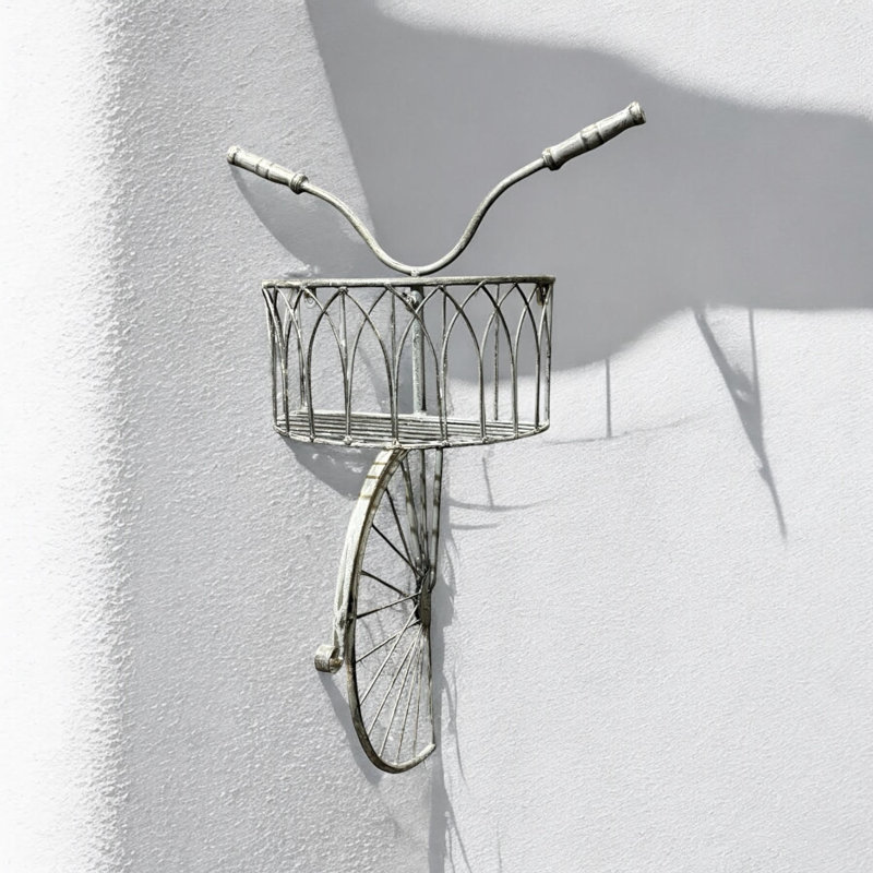 Bicycle Metal Garden Wall Planter, Grey