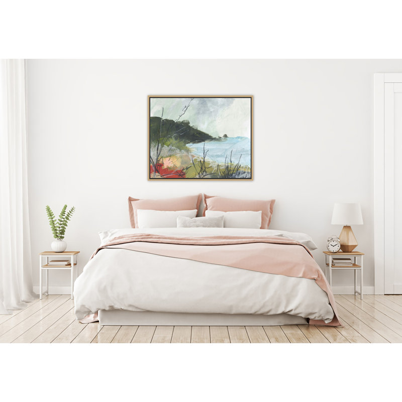 «Wandering No 2 - Floater Frame», peinture sur toile, Cadre doré, H 26 po x l 32 po x P 2 po