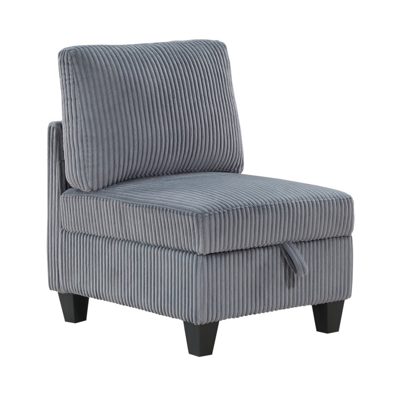 Chaise sans accoudoirs modulaire en tissu de velours côtelé gris foncé Modern Living Furniture, Gris foncé