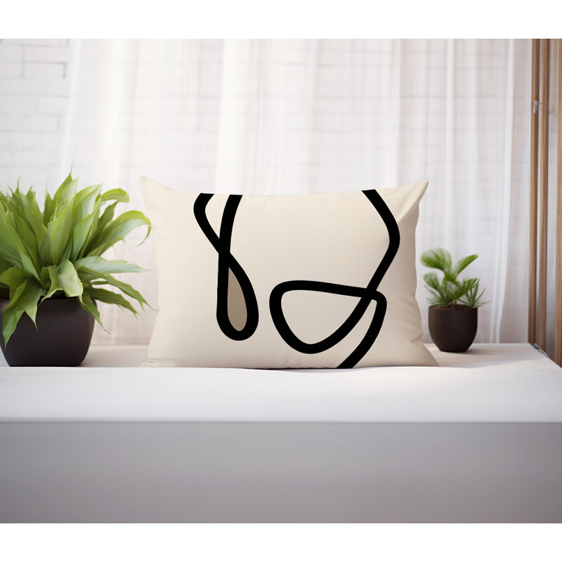 Coussin lombaire réversible intérieur / extérieur Jai Abstract, H 14 po x l 20 po, Beige