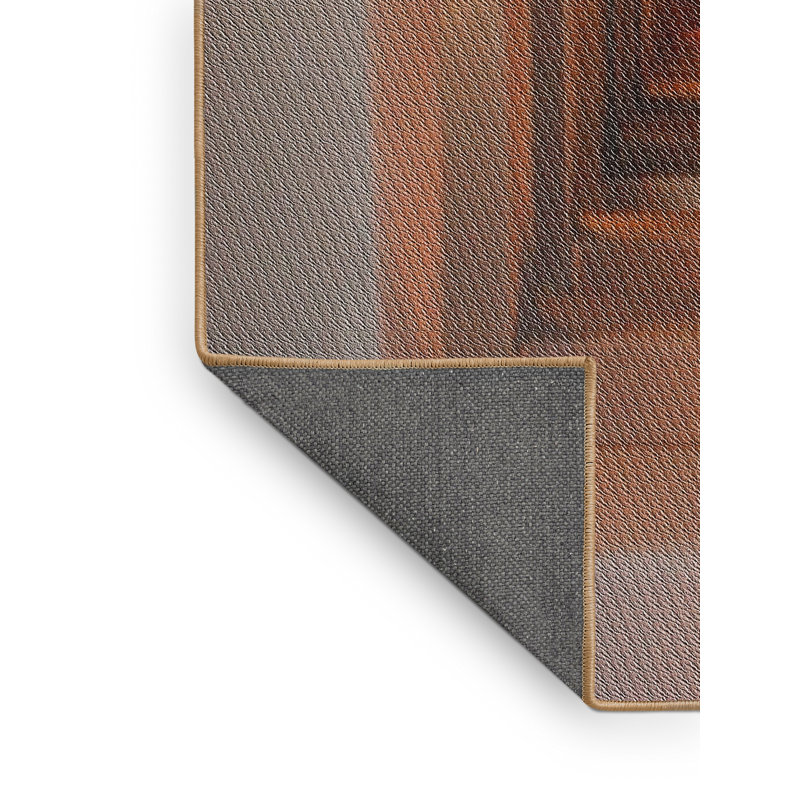 Tapis orange / gris clair tissé à la machine, Rectangle 5 pi x 8 pi
