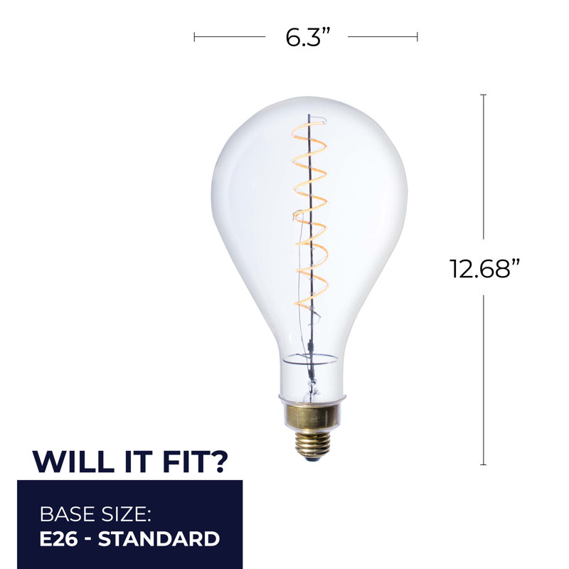 Oversized PS52 Clear LED Edison Bulb, 60 Watt Equivalent, E26 Dimmable 2200K
