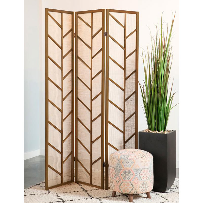 Foldable 3-Panel Privacy Screen Divider, Walnut Wood And Linen Fabric | Gift Idea