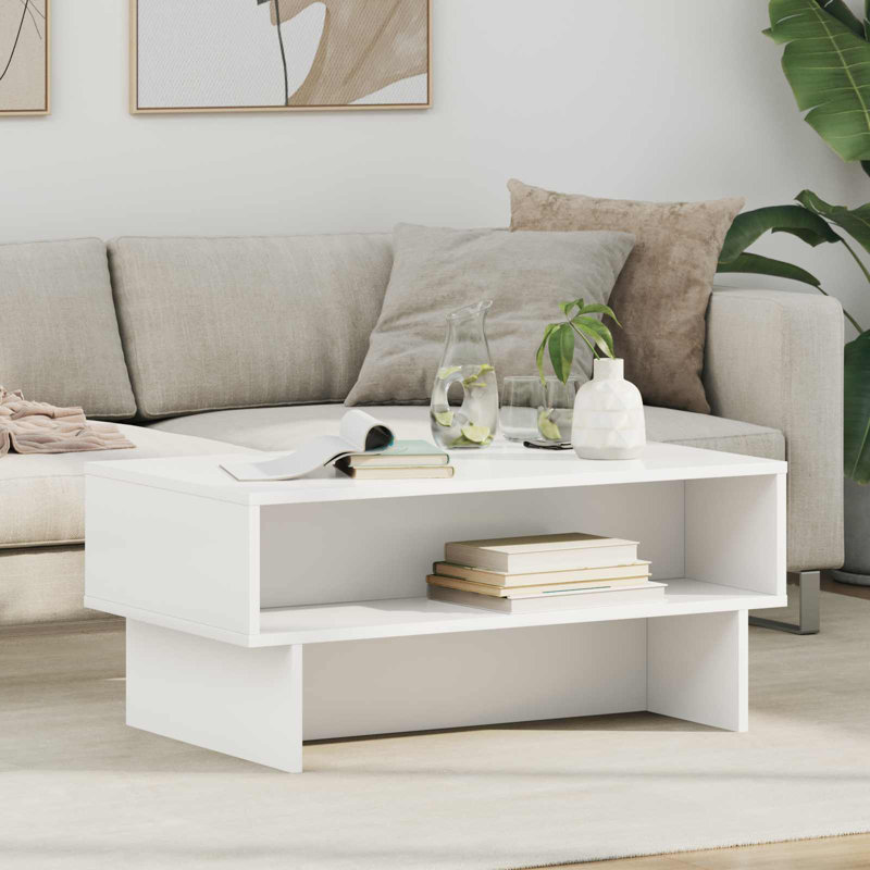 Coffee Table with Storage, 35cm. H x 80cm. L x 46cm. W, White