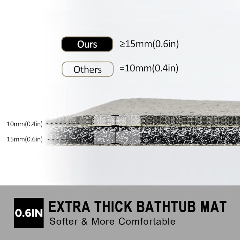 16"x24" Non-slip Quick-dry Bath Mat Black