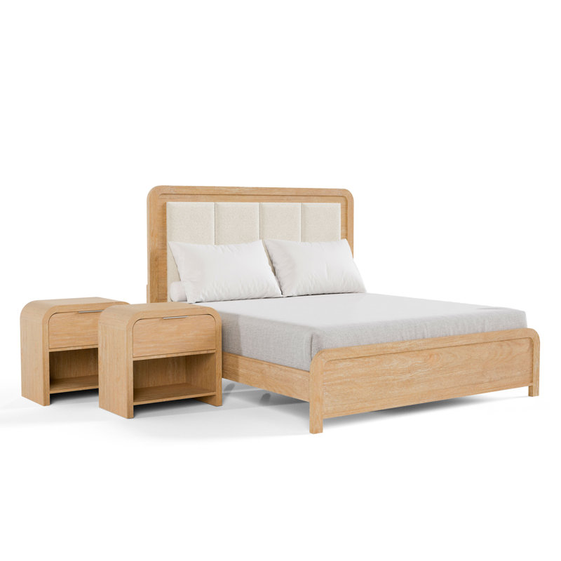 Beaucet 3-Piece Bedroom Set with Nightstands, King, 6 Pieces: Bed+2 Nightstand+Dresser+Mirror+Chest