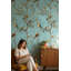 Papier peint rétro avec branches bleues