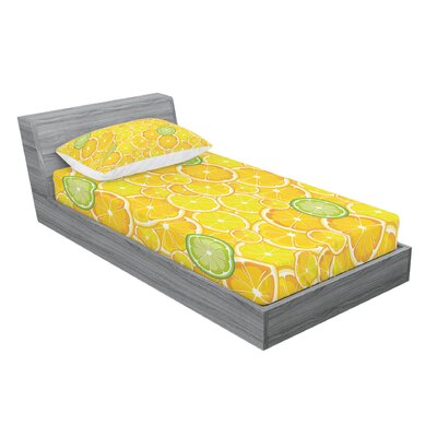 Lemon Orange Lime Fruit Citrus Round Cut Circles Big and Small Sheet Set -  Ambesonne, bswpil_21883_twin