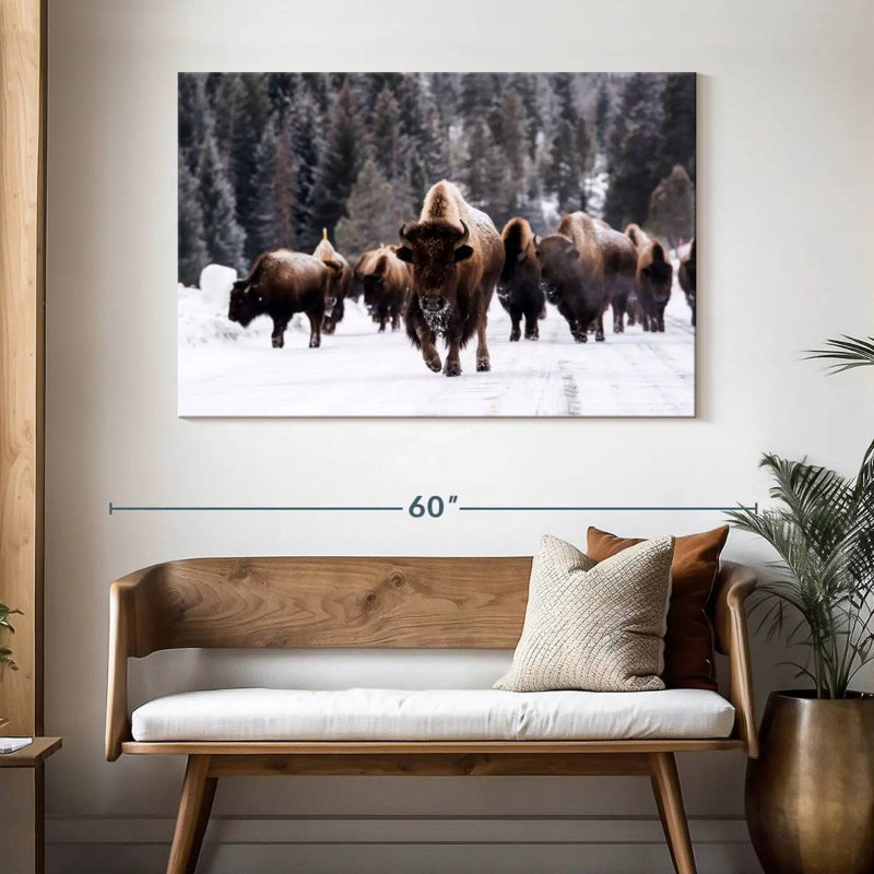 Bisons d'hiver, H 32 po x l 48 po
