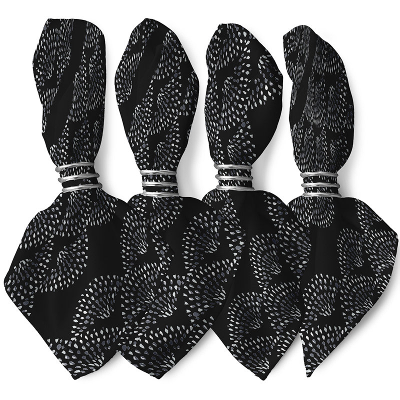 Ladwig Polyester Floral Square Napkin, Black
