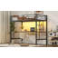 Lit mezzanine simple en métal avec bureau et tablette Snuggo, conception peu encombrante, éclairage à DEL intégré