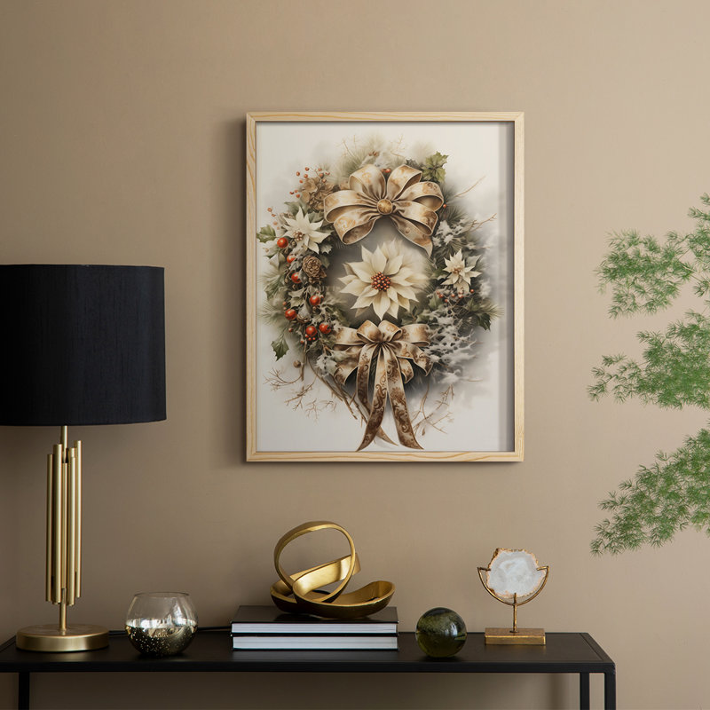 «Christmas Holiday Art», reproduction encadrée DLxxix - bois massif, H 11 po x l 9 po, Naturel