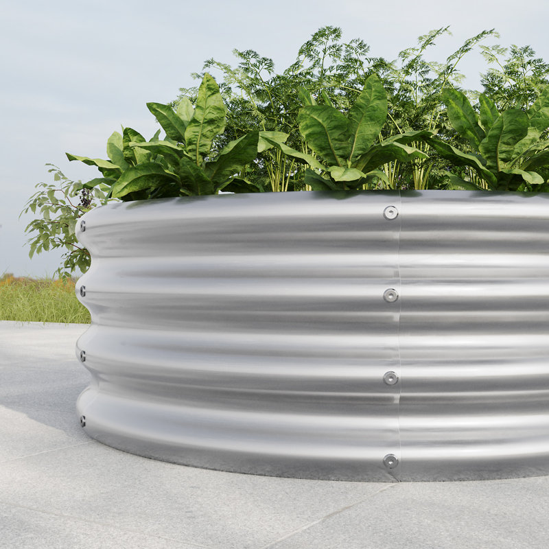 32.08"*11.4" Tall Round Raised Garedn Bed, Silver, 11.42" H x 32" W x 32" D
