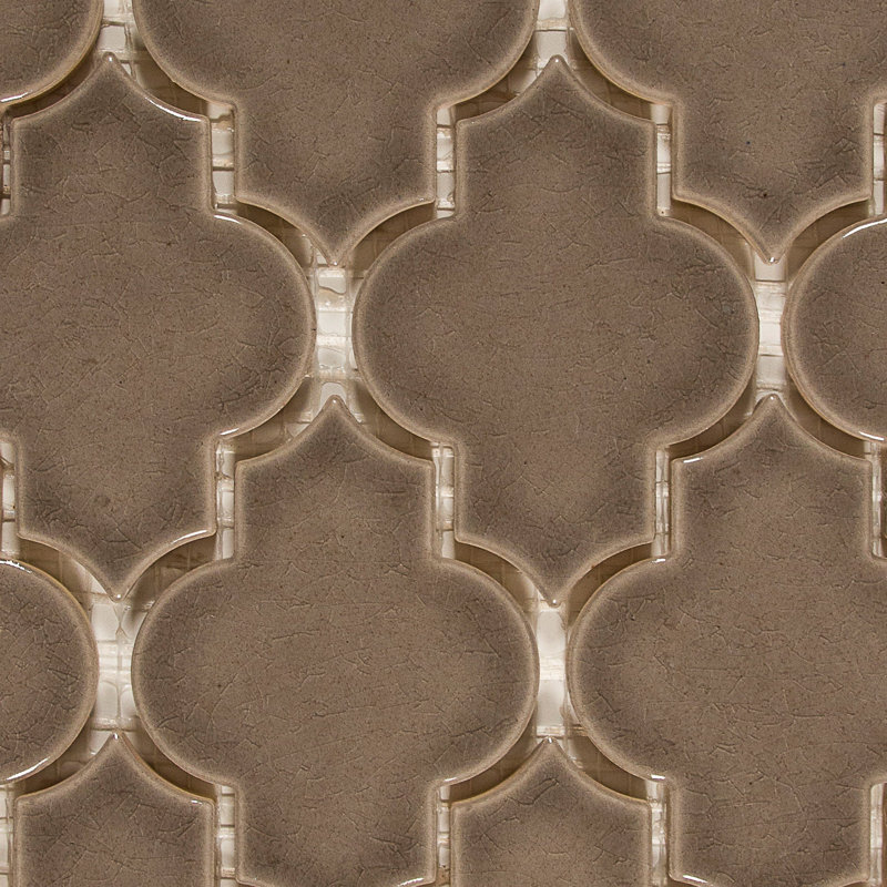 Alhambra 3" x 4" Ceramic Arabesque Mosaic Wall Tile, Sky Steel