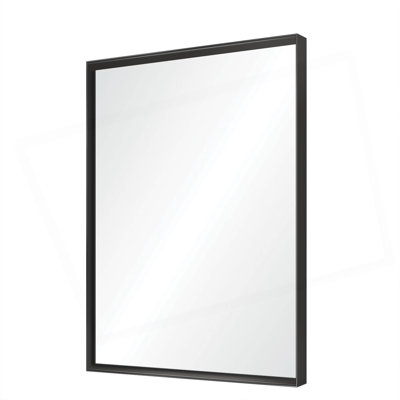 40X30inch Glossy Black Bathroom Mirrors For Wall Rectangle Vanity Mirror Corner Hangs Farmhouse Mirror Modern Metal Framed Rectangular Mirror, Decorative Square Corner Mirror(Horizontal & Vertical)