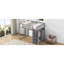 Lit mezzanine double en bois avec garde-robe, tablettes, luminaire suspendu à DEL et tablettes de taille grise