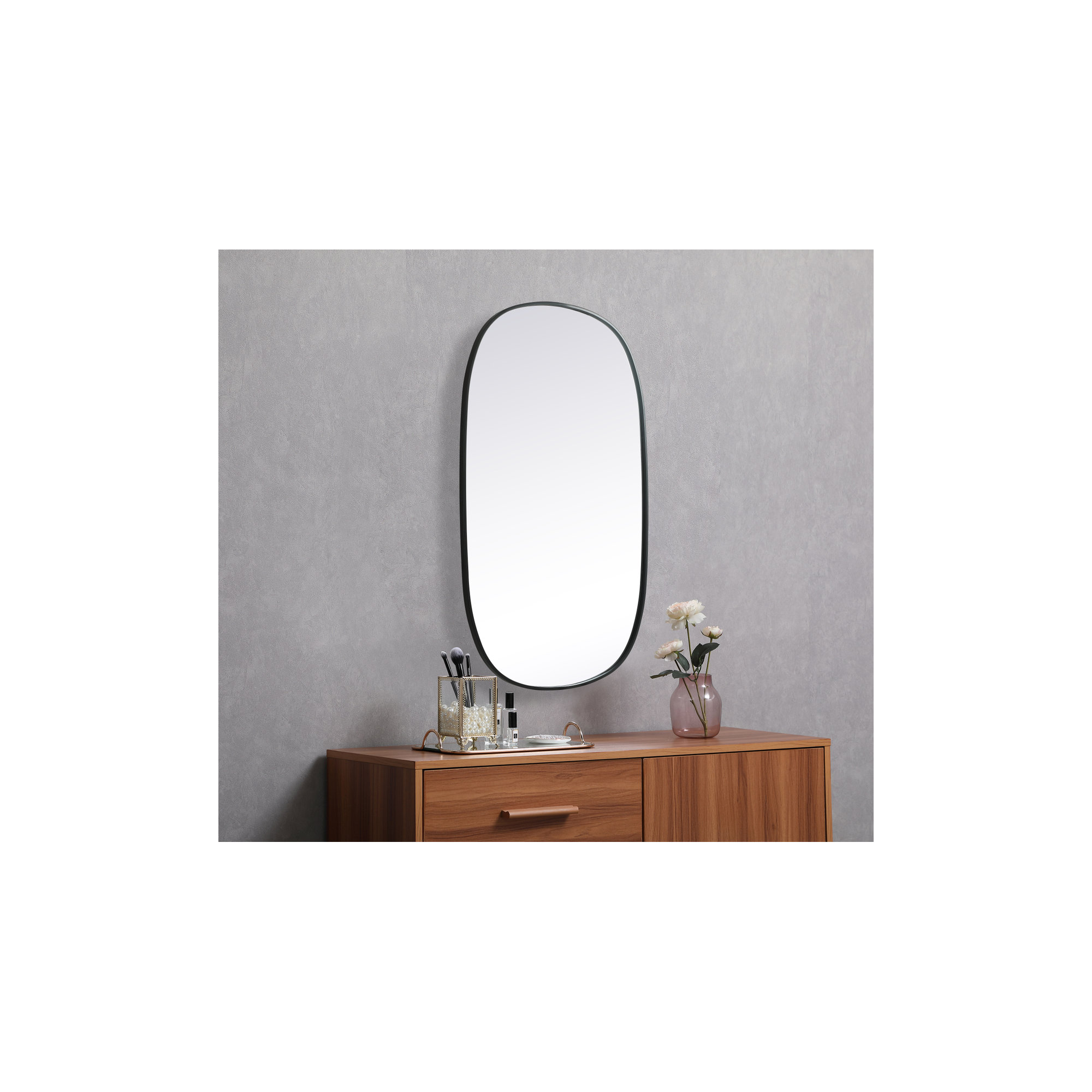 Bertin Metal Oval Wall Mirror, Black, 48"  x 30" 
