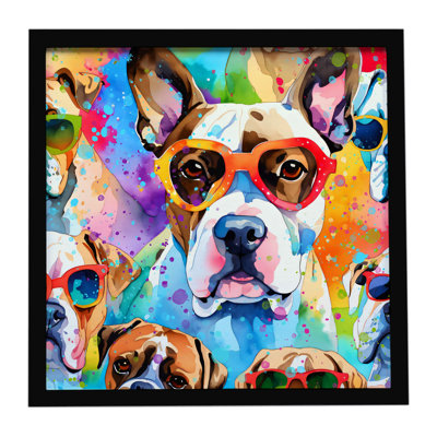 Boxer Hippie Dawg, impression sur métal encadrée