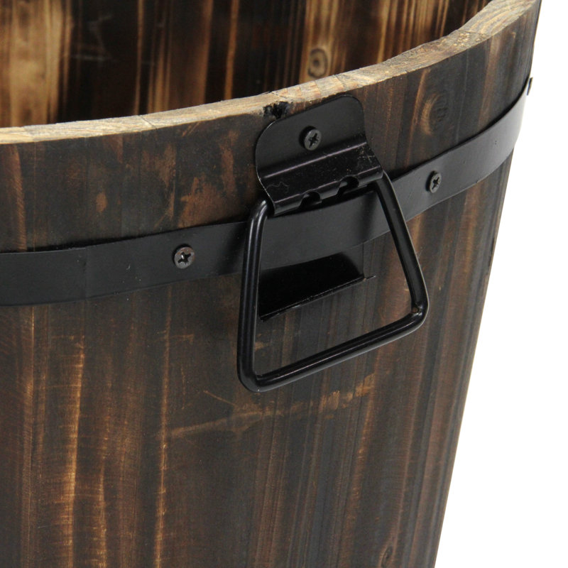 Mariva Dark Brown Wood Decor Bucket | Metal Accents & Handles |, 8" H x 10.75" W x 10.75" D