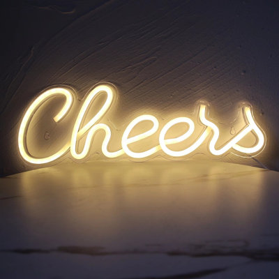 Trixes Cheers Neon Light Sign - Large LED Hanging Sign - Bright Yellow Bar Accessory