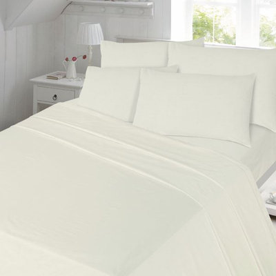 Plain Dyed 100% Brushed Cotton Flannelette Housewife Pillow Cases, Pair