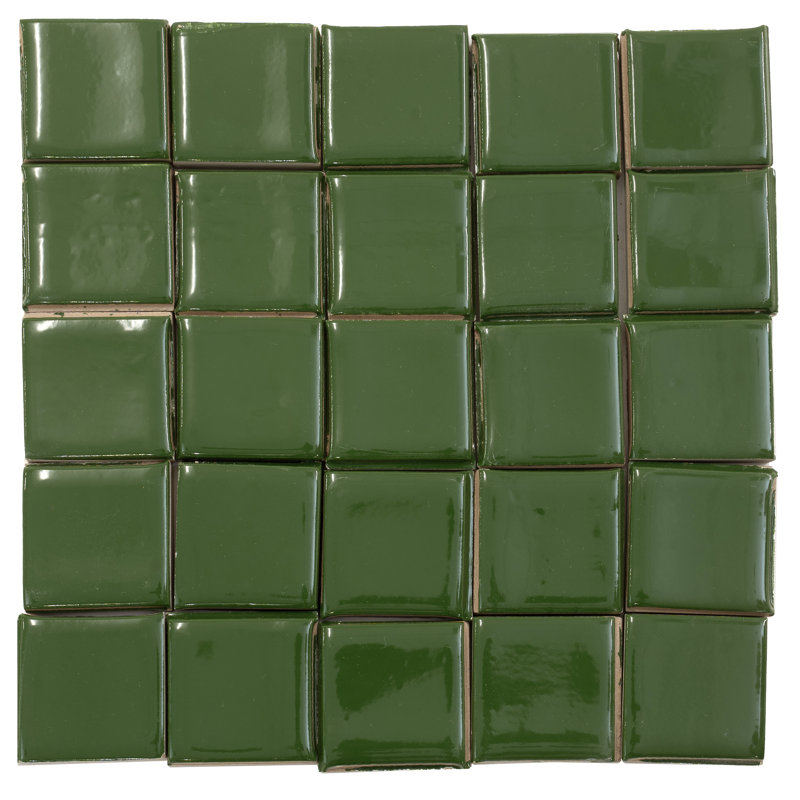 Terralis 2 X 2 In. Glossy Porcelain Square Wall And Floor Tile (0.86 Sq Ft/Case) - 50 Pack, Deep Forest Green
