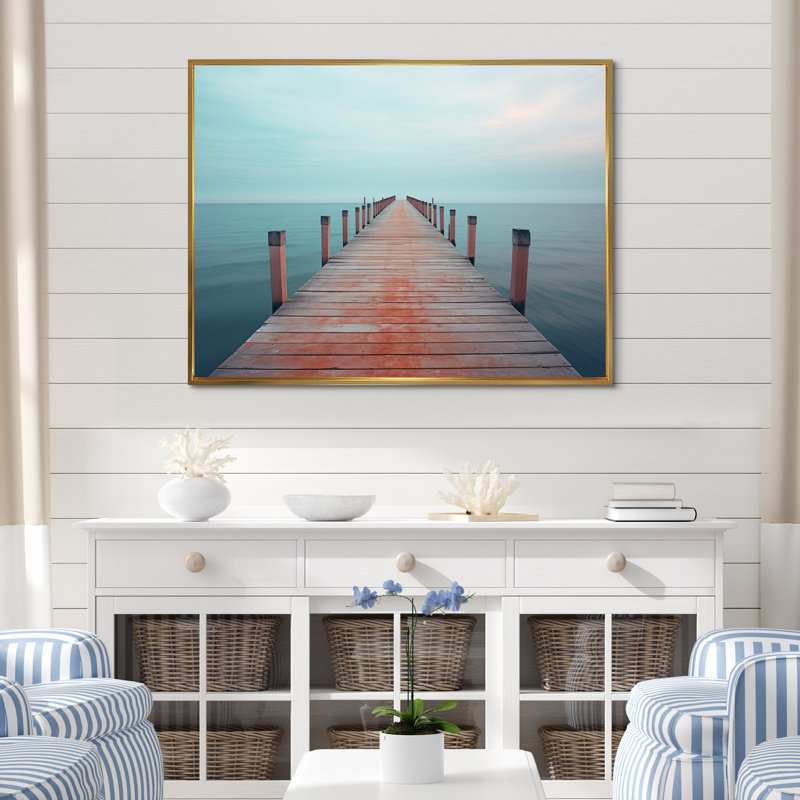 Tiphonnet Pier To Infinity II sur toile, H 16 po x l 32 po x P 1 po, Cadre flottant doré