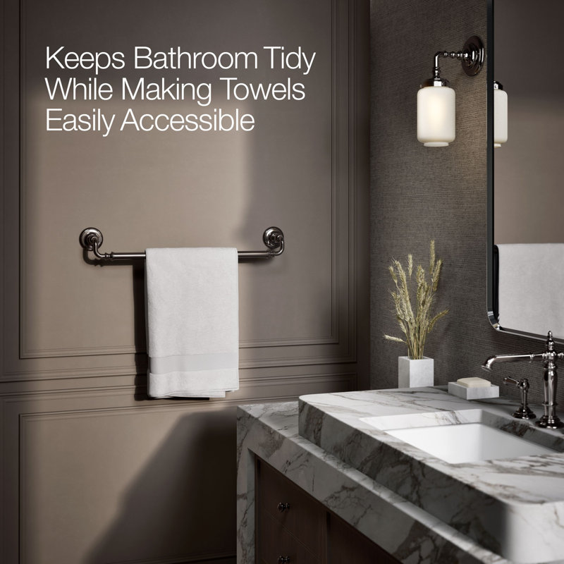 Artifacts® Wall Mounted Towel Bar, Vibrant Titanium, 3" H x 27" W x 3.5" D
