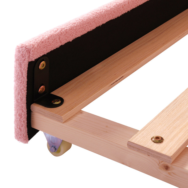 Teddy Fleece Full Size Upholstered Daybed With Light And Trundle, Pink, Full, Pink