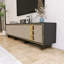 Meuble télé rétro en bois manufacturé noir-989661462