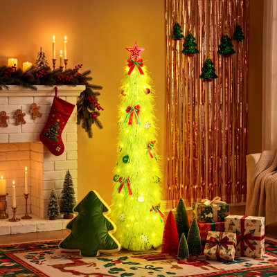 Arbre de Noël artificiel 5 pi / 6 pi, arbre de Noël artificiel pré-éclairé avec lumières DEL blanc chaud