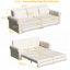 Canapé Chesterfield, canapé-lit gigogne de 93,7 po, canapé-lit convertible 3 en 1 en similicuir avec garniture cloutée et accoudoirs roulés, canapé-lit multifonctionnel pour le salon-1164837597