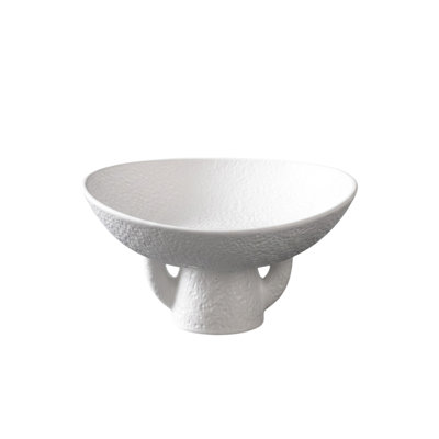 9.6'' White Ceramic Pedestal Bowl