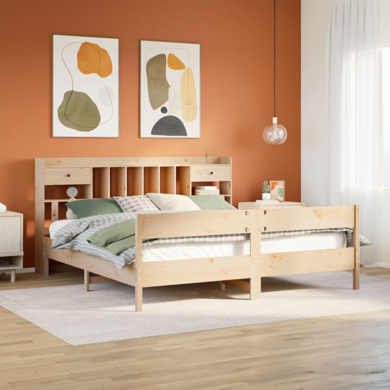 Abbiss Solid Wood Bed, Brown, 71.5cm H x 195.5cm W x 80.5cm D
