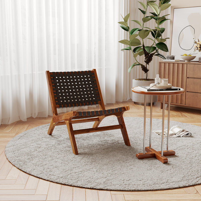 Chaise d'appoint moderne tissée, structure en bois massif, aucun assemblage requis