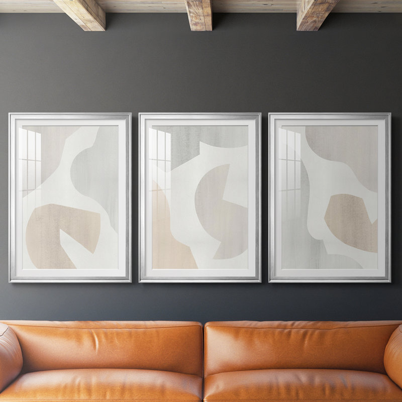 3 pièces, Argent argent, H 15 po x l 19 po