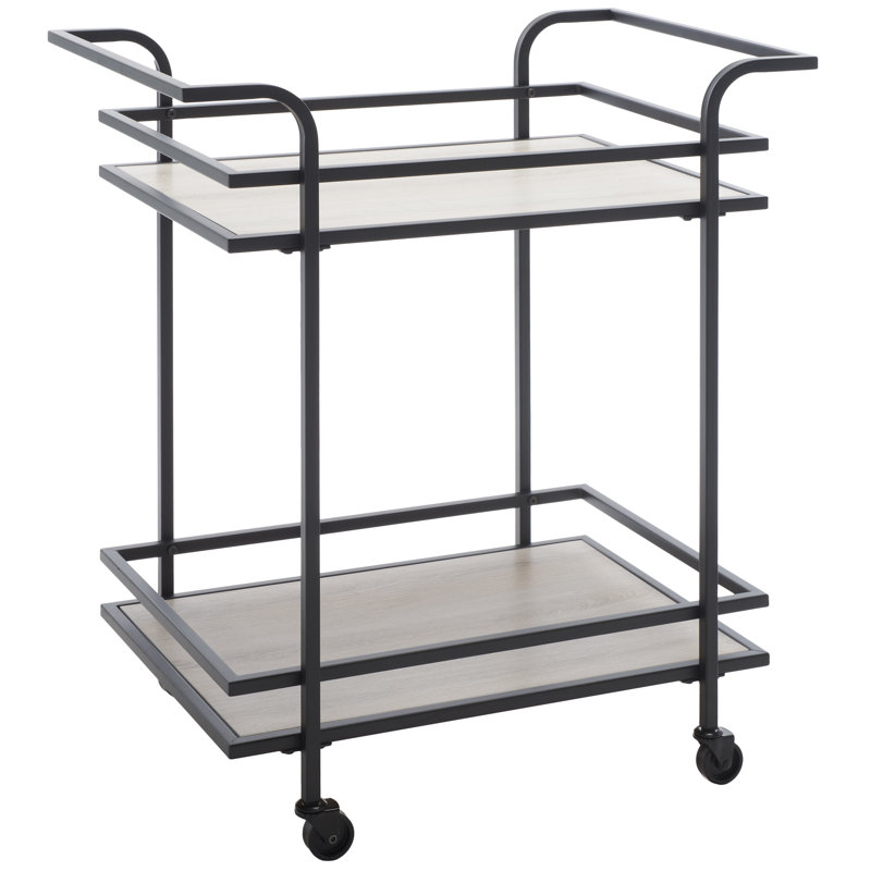 Meesha Metal Bar Cart, Matte Black