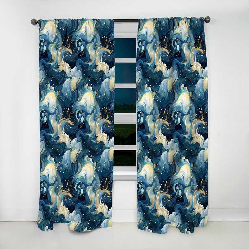 Rideau obscurcissant en marbre blanc Cosmic Elegant Whirls I - 1 panneau, L 52 po x L 120 po