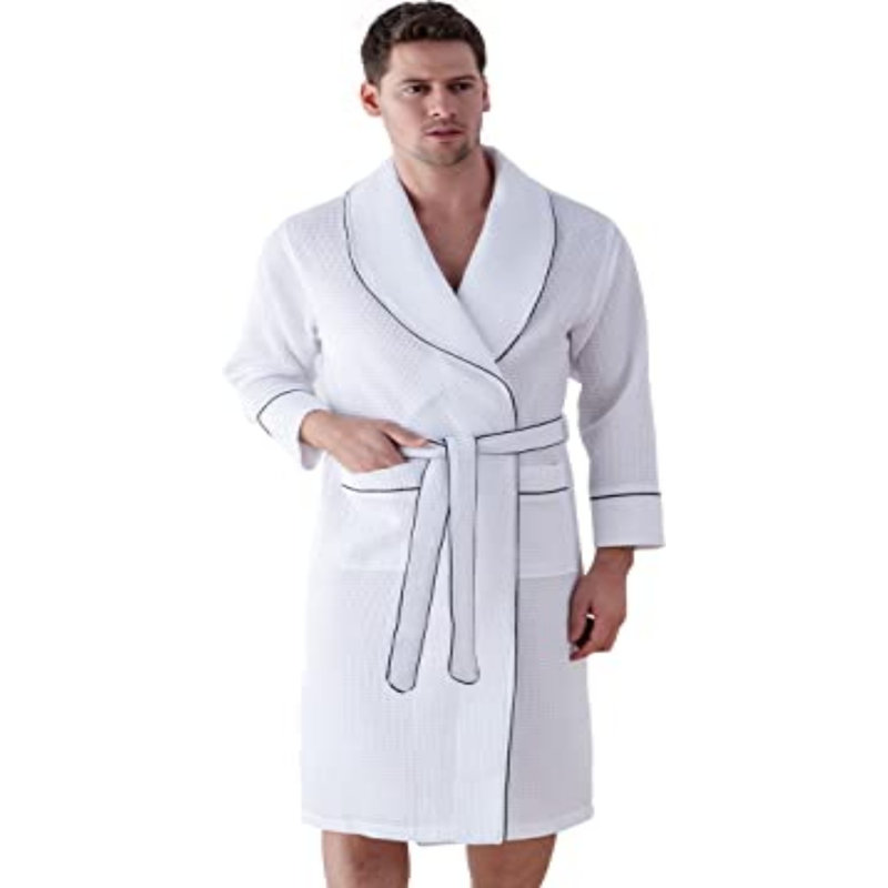 SEYANTE peignoir kimono en coton biologique turc 100% certifié GOTS, Gris anthracite, S