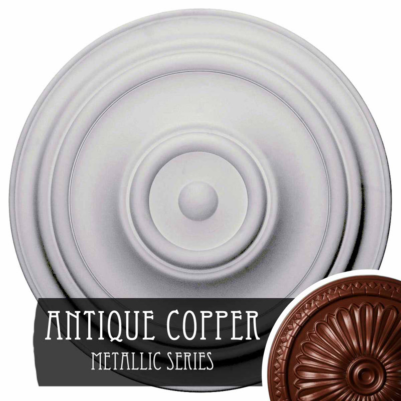Médaillon de plafond traditionnel Endurathane, DE 31 1/2 po x P 2 1/2 po (pour auvents jusqu'à 8 1/4 po), finition cuivre antique peint à la main