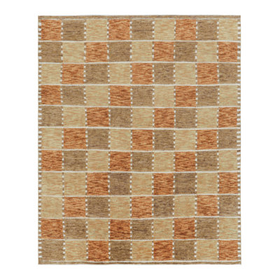 Scandinavian Hand Knotted Wool Geometric Area Rug