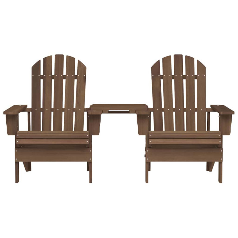 Pittsburg Solid Wood Adirondack Chair with Table, Brown