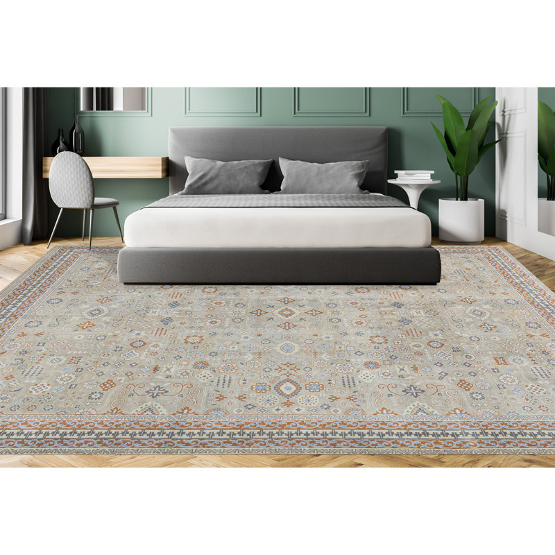 Cotton Oriental Area Rug in Camel/Rust