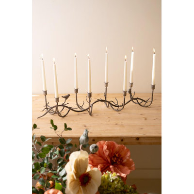 IRON TAPER CANDELABRA WITH BIRDS