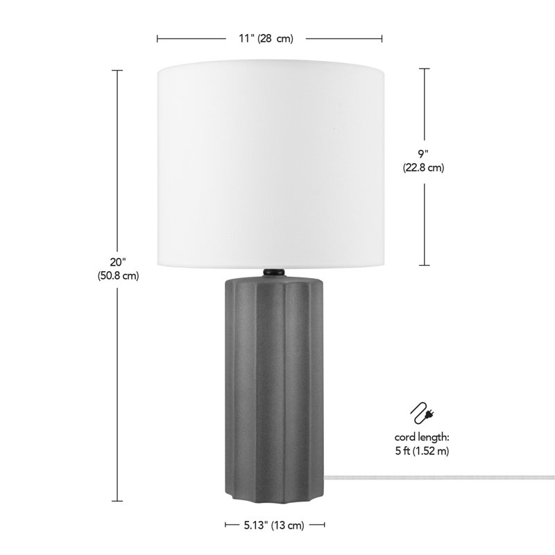 Lampe de table en céramique Spragueville, gris