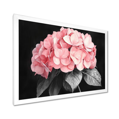 Hortensias avec une douce floraison de roses I - impressions sur toile d'hortensias