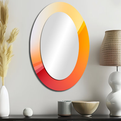 Orange Spectral Slice I - miroir mural ovale orange