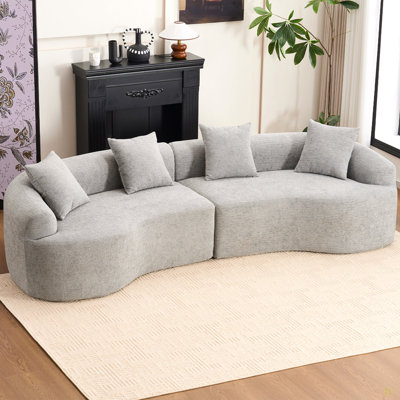 Canapé incurvé incurvé, canapé modulaire à compression haute densité de 110 po, canapé-lit pour salon, salon, appartement, chenille